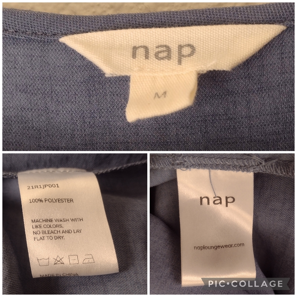 NAP Loungewear Drawstring Relaxed Fit Square Neck Wide Leg Jumpsuit Blue Size M - Picture 16 of 16